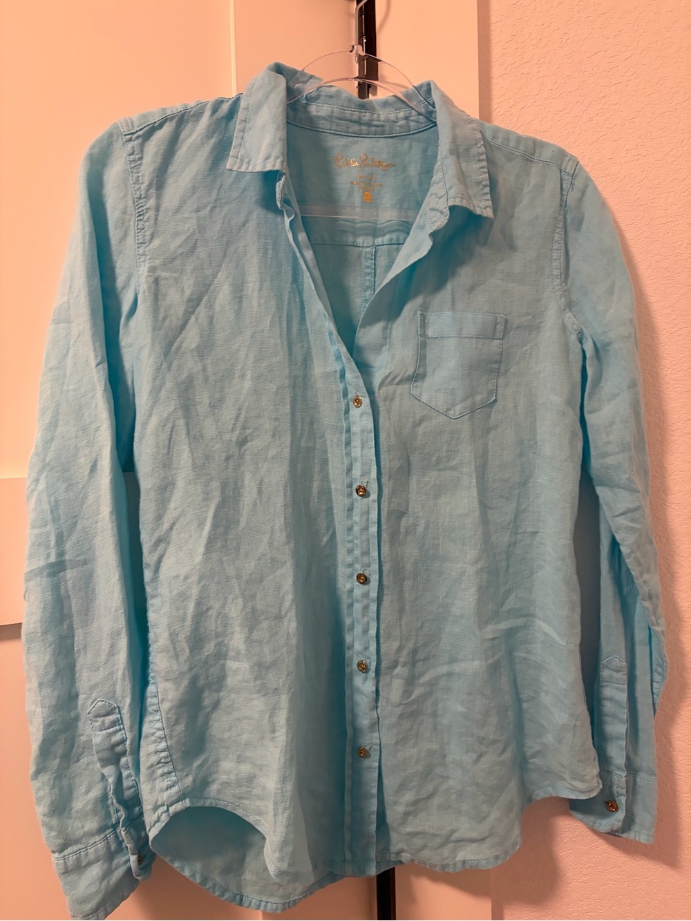Lilly Pulitzer Light Blue Linen Button Down XS